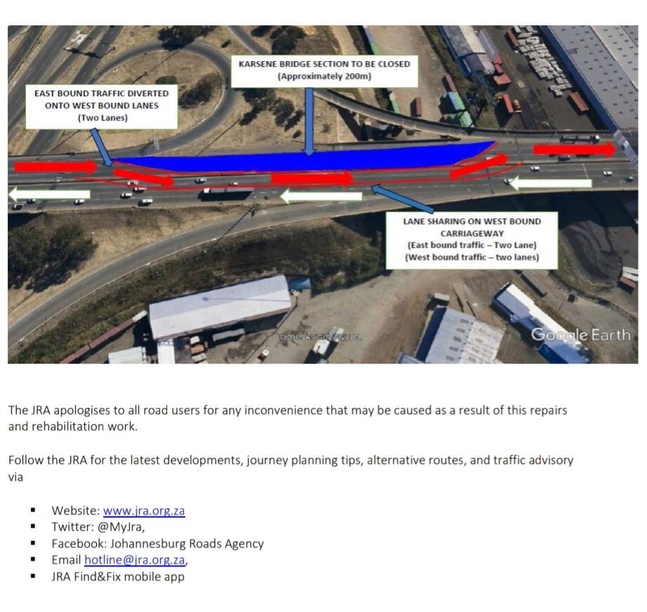 #JHBTraffic 📣📣📣📣Please note Emergency sectional closure of M2 bridge #ArriveAlive #M2Bridge #JoburgRoadSafety ^NB