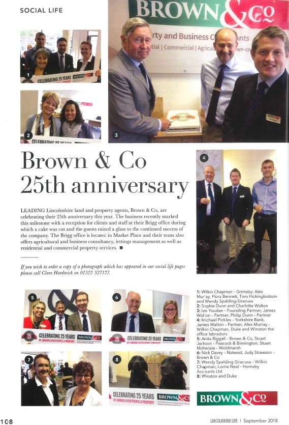 Make sure you pick up a copy of this months <a href="/LincsLife/">Lincolnshire Life</a> to read the write up following our 25th Anniversary Party last week held in the Brigg office! 🥂 #BrownandCoTurns25 #25thAnniversary