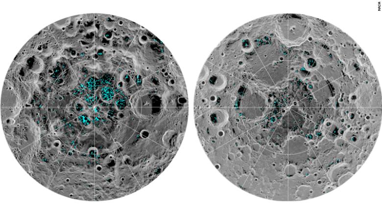 CNN's tweet photo. For the first time, scientists have uncovered direct evidence of water ice on the surface of the moon's polar regions https://t.co/t4bPxGQ6WR https://t.co/x9sEoSjanR