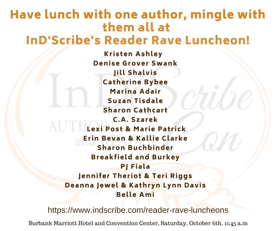 InDTaleMagazine's tweet photo. Have lunch with one author, mingle with them all at our upcoming Reader Rave Luncheon during the InD’Scribe Conference and Book Festival! Book your seat today with our InD'Scribe Attending Author Tribe!
https://t.co/8m7rk6dw2p
#indscribe #indtale #indieauthors #indscribecon https://t.co/s6Zi5s9ZOO