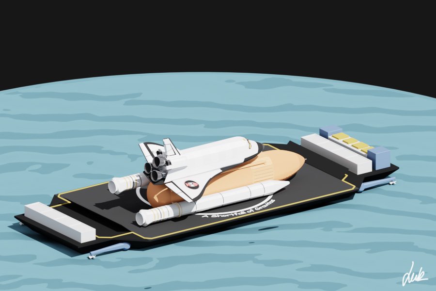 KsNewSpace's tweet image. Droneship for scale! I checked it back and forth but it seems about right. The droneship is round about 90 meters long!