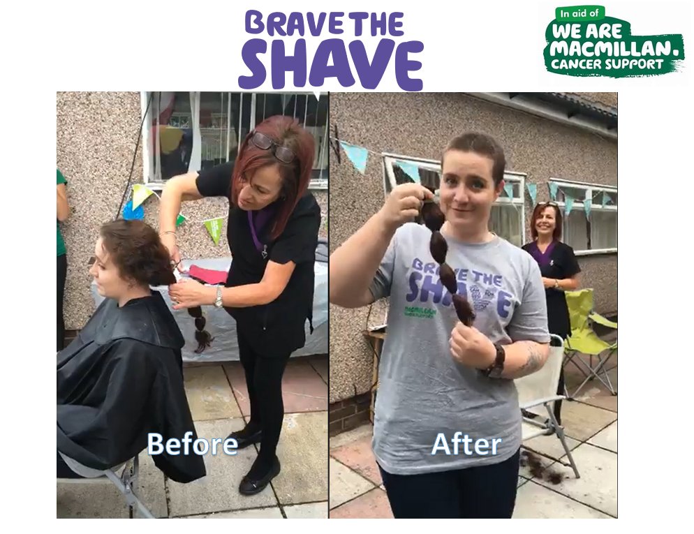 AlastairSaville's tweet photo. Massive congratulations Megan for ''braving the shave'' .  You can still donate either texting SHAVE19763 to 70550 to donate £5  , or come into our offices https://t.co/Bhzu2RPUq6