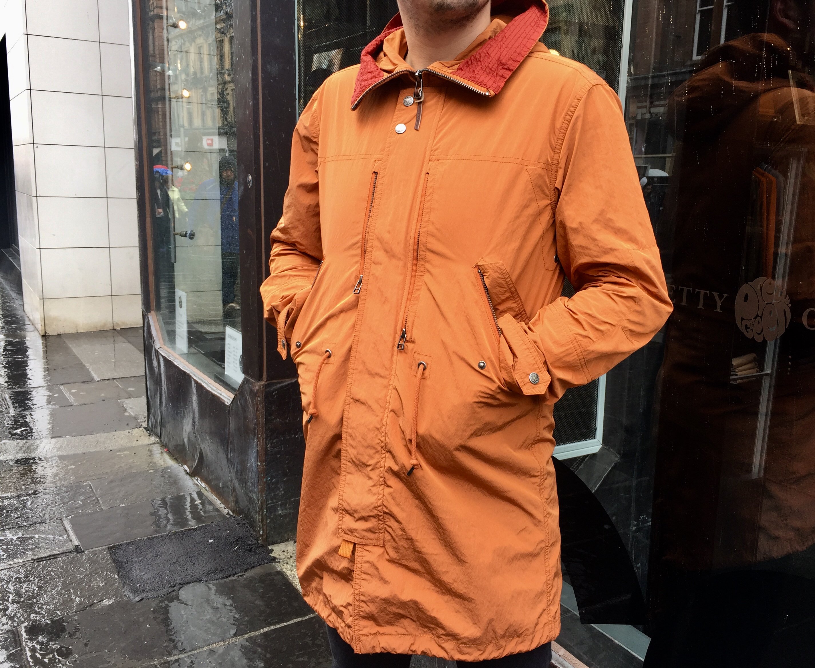 Orange pretty shop green parka