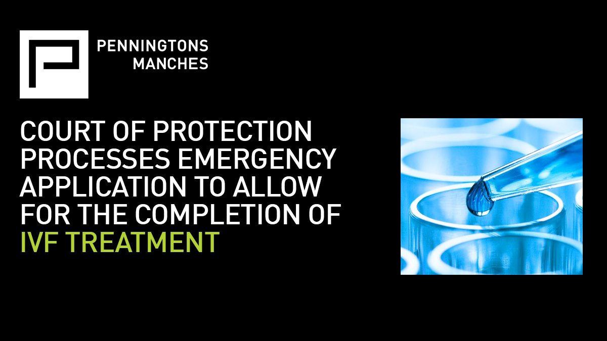 Penningtonslaw's tweet image. Court of Protection judge makes ‘enlightened and constructive’ decision to allow retrieval of sperm from severely brain damaged man in order for wife to complete IVF treatment: goo.gl/ZhrCJg