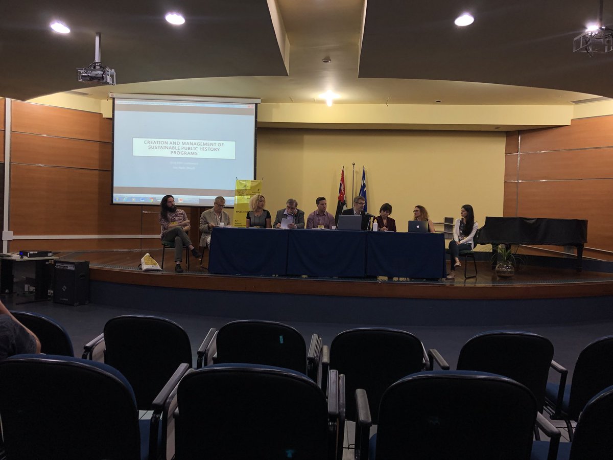 sophievohra's tweet photo. Round table time: discussing creating and sustaining public history programmes at #IFPH2018 featuring @IPUPYORK own @Dan_Johnson19 #ipupontour @pubhisint https://t.co/cXrDH8pxtd