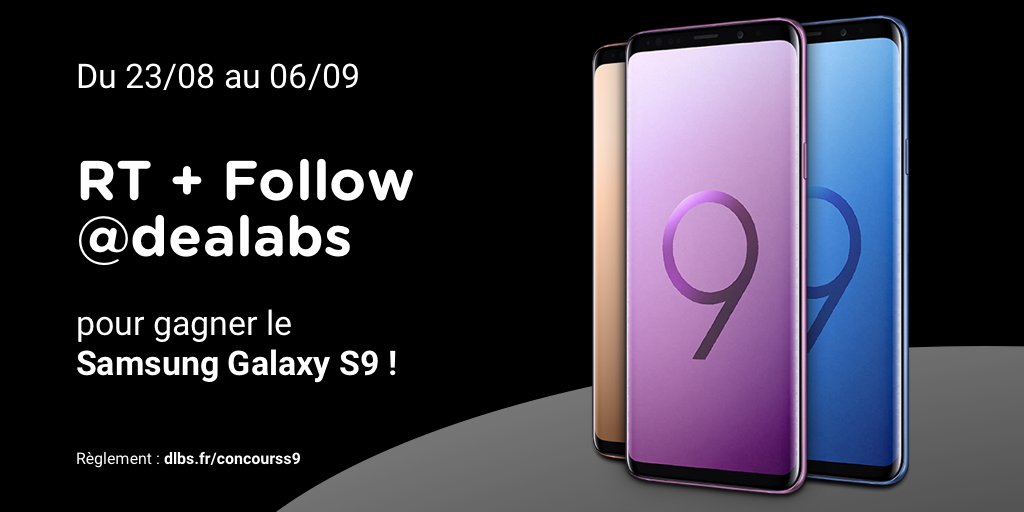 Dealabs's tweet image. Nouveau #Concours pour fêter les 75K followers 😍

Follow @Dealabs + #RT pour gagner le Samsung Galaxy S9 ! 💣

Tirage au sort le 06/09 🍀