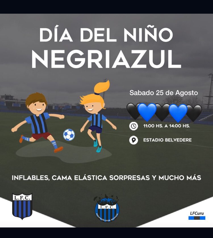 EstadioLFC's tweet photo. Este sábado 25, realizamos en casa, El Día del Niño Negriazul, evento que fue suspendido el Domingo anterior. Esperamos a todos los pequeños hinchas de Liverpool a disfrutar de su día !! https://t.co/BnB1Q2a9N3