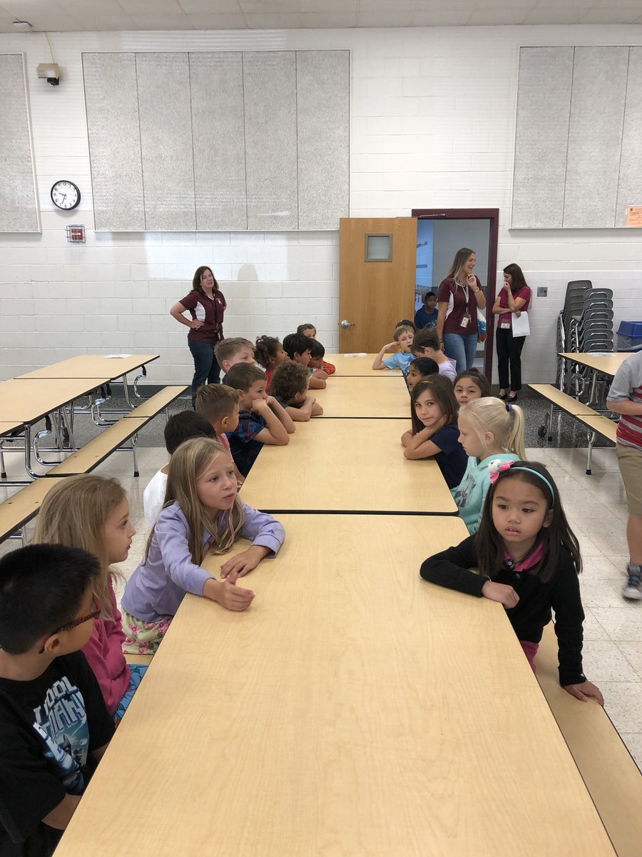 2nd Graders checking out our new Cafeteria tables.  #LRelem