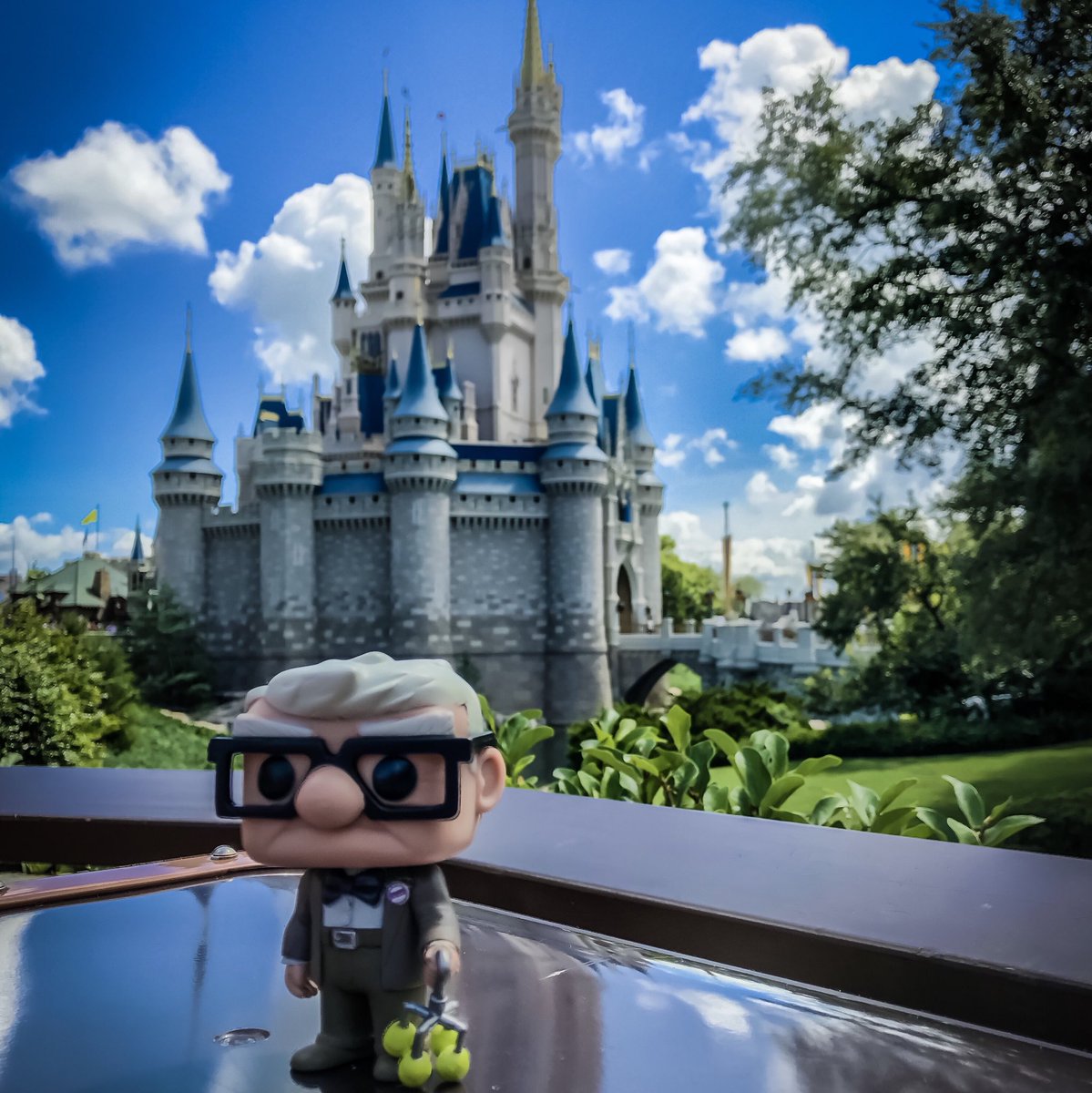 CarlsDisVenture's tweet photo. Carl is enjoying his first trip to the Magic Kingdom. He hopes your enjoying coming along with him on his Disney Adventure! He has had so much fun he might invite some of his friends! I wonder who will join him? Who do you think? #pixarpals #disneyworld #disney #cinderellacastle https://t.co/pTELPm5yj7