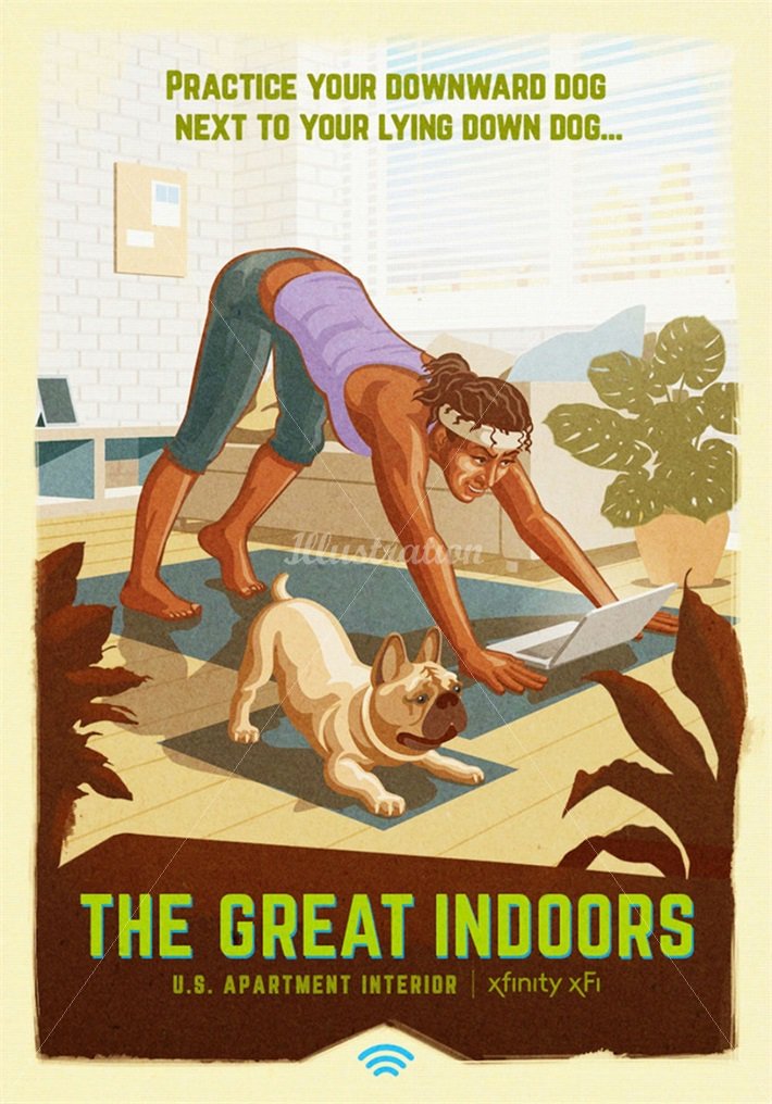 _illustrationX's tweet photo. #TheGreatIndoors : Colin Elgie's tongue in cheek series for @Xfinity #SafFrancisco #US #travel #posters #outdoors #humorous #GoodbySilverstein #ColinElgie #artist #illustration #creativity #Internet #ISP https://t.co/2fyRNvwxDl https://t.co/583pPSsvUi