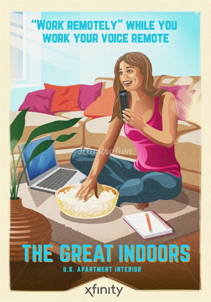 _illustrationX's tweet photo. #TheGreatIndoors : Colin Elgie's tongue in cheek series for @Xfinity #SafFrancisco #US #travel #posters #outdoors #humorous #GoodbySilverstein #ColinElgie #artist #illustration #creativity #Internet #ISP https://t.co/2fyRNvwxDl https://t.co/583pPSsvUi