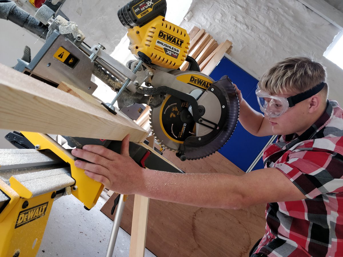 wsukcarpentry's tweet photo. Day 2 of the @worldskillsuk Carpentry training week progressing well here @TywiCentre.  Jack, Joe and Garry all busy cutting their projects against the clock. #WorldSkills #Training #carpentry https://t.co/SIjn45NF0C