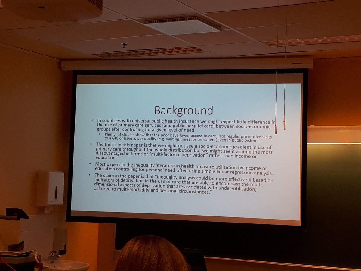 Paper by @Kimroseolsen on inequality in general practice being presented at #NHESG2018  in Tromsø <a href="/DaCHE_SDU/">DaCHE</a>