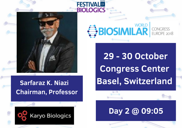 totalbiopharma's tweet photo. Always a pleasure to hear Dr Sarfaraz Niazi @moustaches chairman of Karyo speak – catch him on both Day 1 and 2 of the #BiosimilarCongress at the #FestofBiologics https://t.co/ZcUFZyJOWQ https://t.co/frm6m23skD