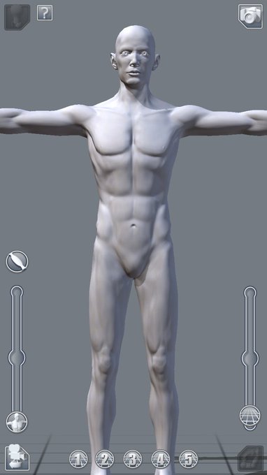 アートポーズ、筋肉の量が調節できるのと、筋表示モードがあるの便利 