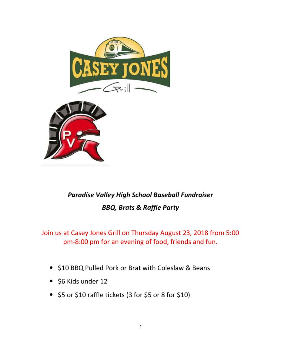 Go_PVTrojan's tweet photo. Don't want to cook dinner tonight. Come to Casey Jones. Have a great meal and support the PV Baseball team. See you tonight!!! @FBCoachDavis https://t.co/l1T1dFF1ap