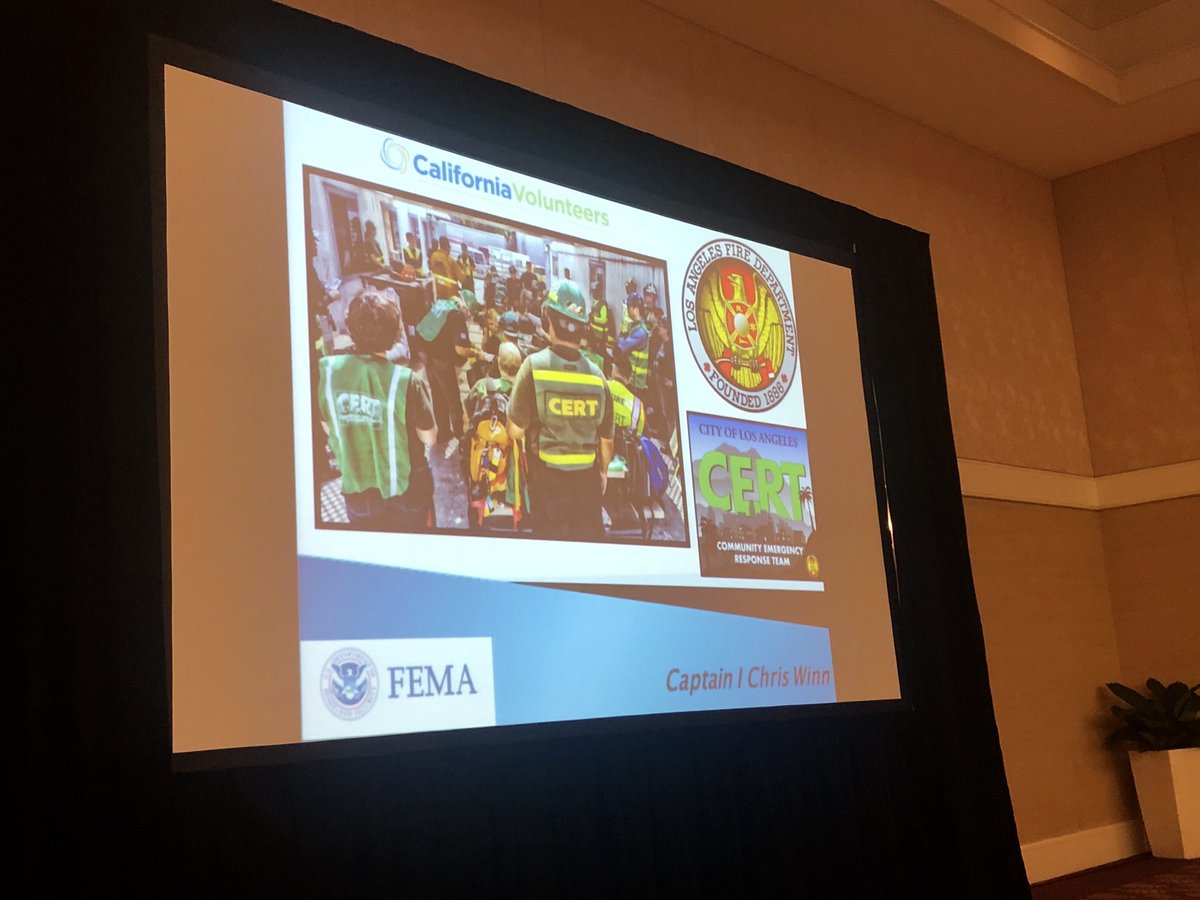 CertLAFD's tweet photo. #LAFD Capt. Chris Winn introduced by Director Suu-Va Tai @CalVolunteers and @NCFRPio Fire Chief James Cunningham @FlCert #CertStrong2018 #CERT https://t.co/VBqf9yTGgH
