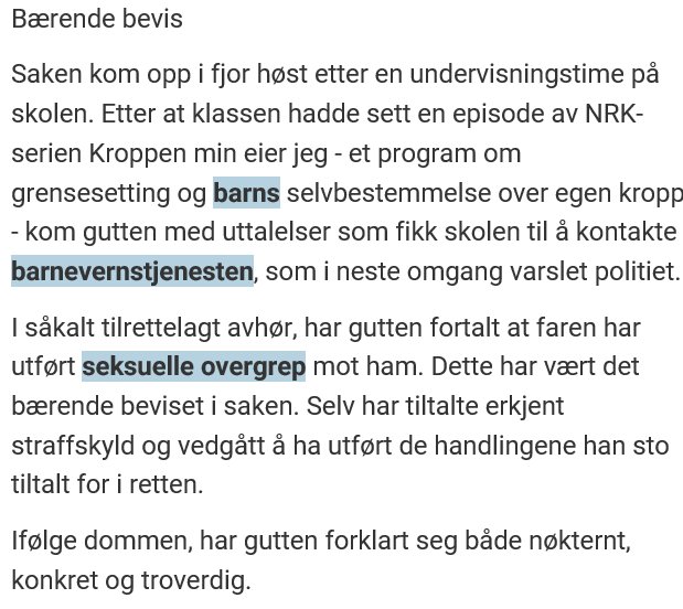 En pappa er dømt til fire års fengsel for overgrep mot sin egen sønn. Gutten fortalte etter å ha sett "Kroppen min eier jeg", filmer laget av oss i <a href="/ReddBarna/">Redd Barna</a> sammen med <a href="/NRK/">Nrk</a> Super og Bivrost Film.  Å gi barn kunnskap virker! Se filmene her: reddbarna.no/jegerher #JegErHer