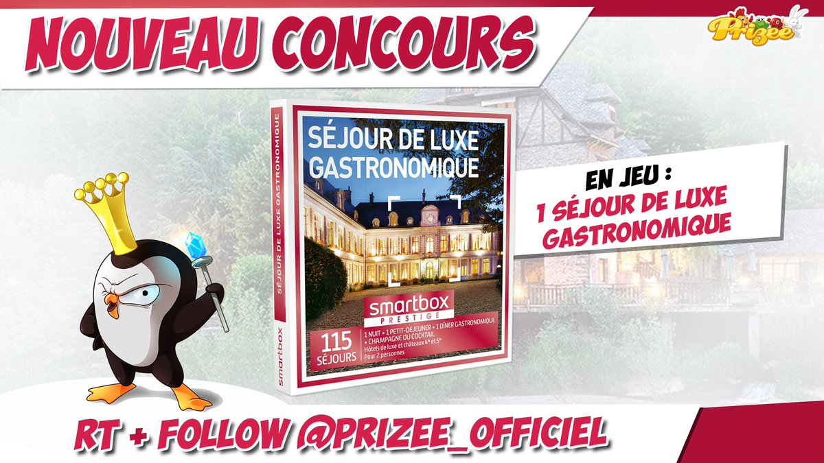 prizee_officiel's tweet photo. 🎁🎁 Info #JeuConcours 🎁🎁 
Plus que 24h pour tenter de gagner avec #Prizee cette  #Smartbox "Séjour de luxe gastronomique" d'une valeur de 500€  !! 🍽🍸
#RT + #Follow @prizee_officiel !  🍀🍀 Bonne chance à tous ! 🍀🍀
#Jeu #Concours #Vacances #Eté #GoPro https://t.co/FdG91tPE4U