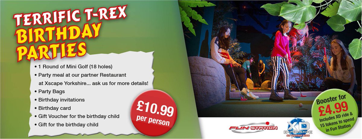PontandCas's tweet image. Looking for ideas for your child's next birthday party? Check out @VolcanoFallsUK. £10.99pp which includes a full round at Volcano Falls, a meal at a partner restaurants as well as all the party bags and invites! Call 01977 877288
#VolcanoFallsUK #XscapeYorkshire #Trexparties