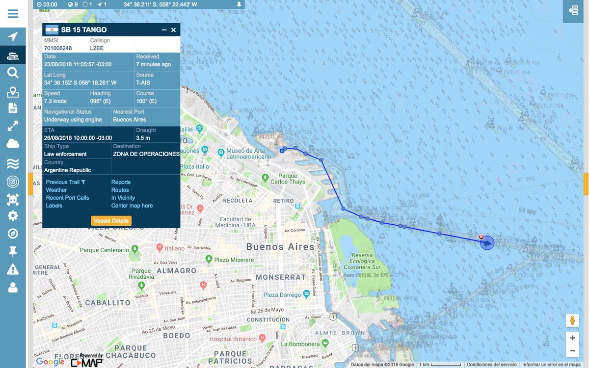 juanmab's tweet photo. Cerca de las 10 de la mañana el SB-15 Tango dejó el puerto de Buenos Aires
El #Angelescu desde hace 6 días realiza tareas de investigación cerca de Mar Del Plata
#ARASanJuan https://t.co/FPYXfMcHT3