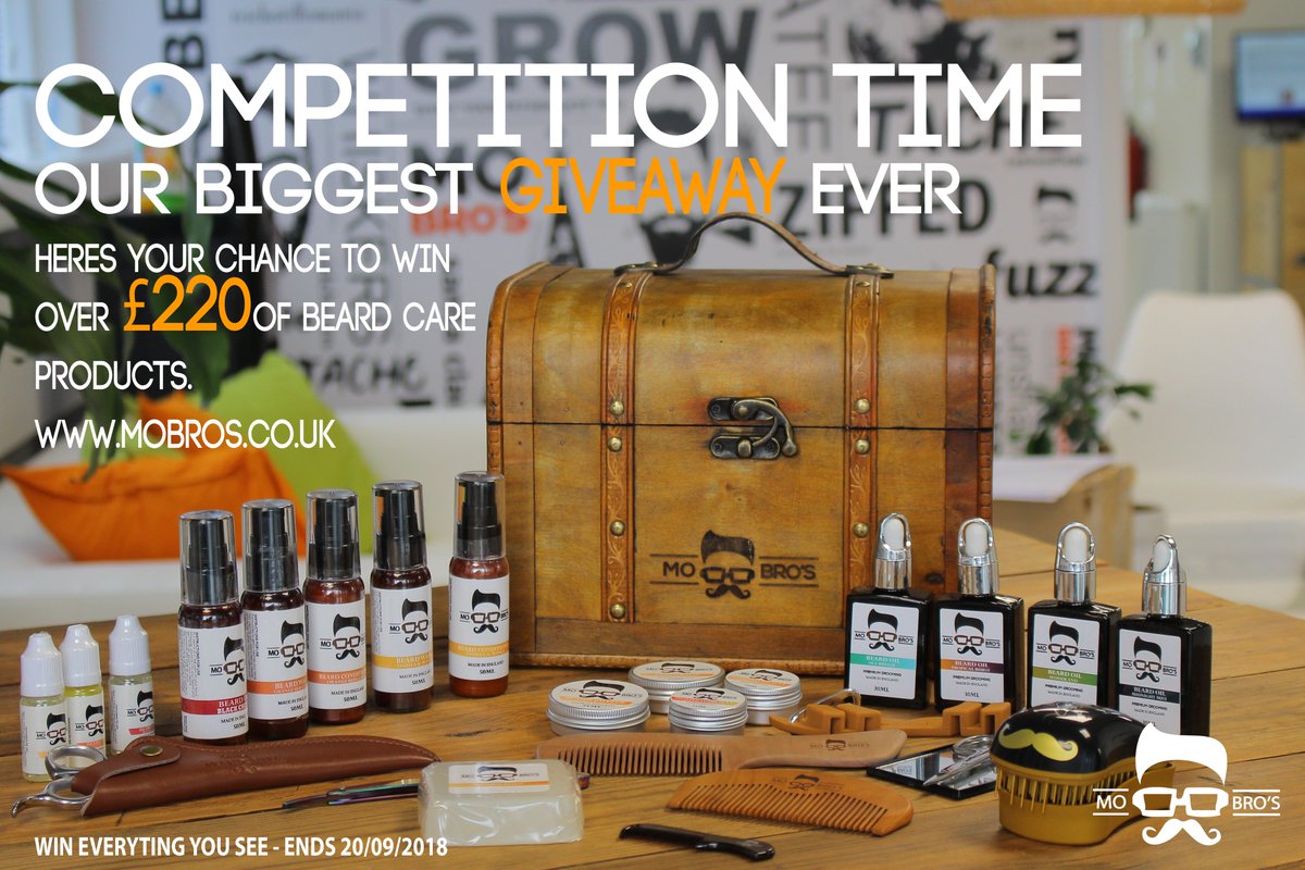 How would you like to win this incredible Mo Bro's treasure chest of bearded goodies? Worth £220.

For a chance of winning: 

1) Follow us &amp;
2) Retweet

**winner chosen at random using an automated name generator. Competition ends 20/09/18**