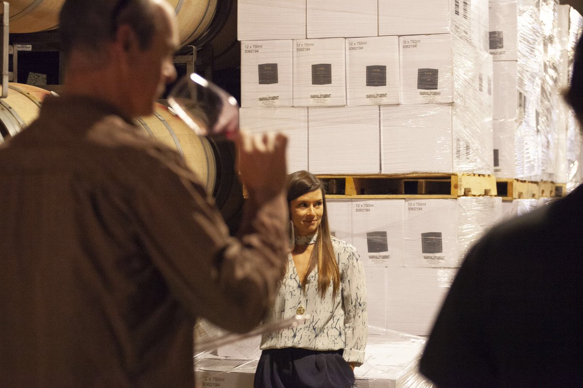 SomniumWine's tweet photo. Proprietor @danicapatrick and consulting winemaker @AaronPott tasting through the 2017 barrels and discussing blends.....there’s a lot of barrels...#artofwinemaking #blending #howellmountain #napavalley #harvest2017 #roughdayattheoffice #customcrush #smallproducation https://t.co/uNeGlYsTwQ