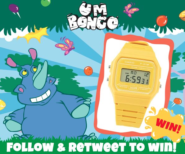 Remember to Follow &amp; Retweet to win a fantastically retro Casio watch and make sure you always know when it’s Um Bongo o’clock! #WinItWednesday