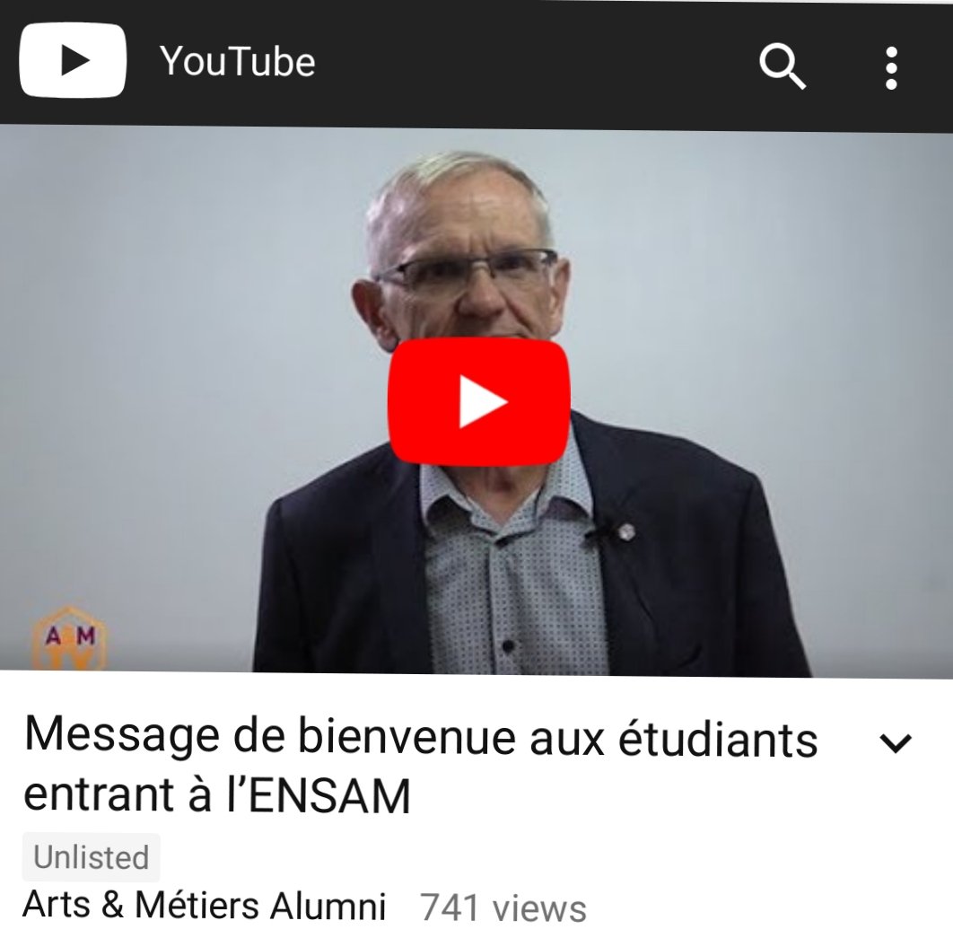 AM_Paris75's tweet photo. Retrouvez le message de bienvenue destiné aux étudiants entrant à l'ENSAM @ArtsetMetiers_ #ParisTech de Jean-Marie VIGROUX, Président de la Société des Ingénieurs Arts et Métiers @AM_Alumni https://t.co/VYy8bfy03f https://t.co/PvrPI0KlCx