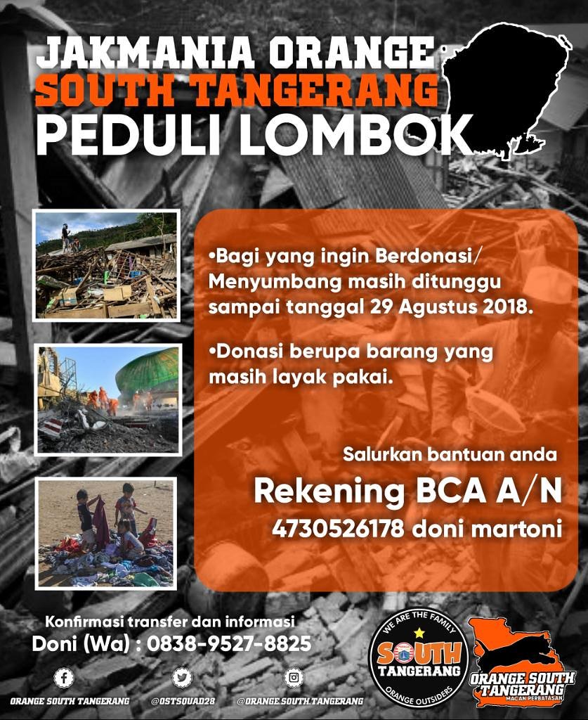 untuk kalian yang ingin berdonasi membantu korban bencana dilombok bisa melalui ost peduli lombok .yukk kalo bukan kita siapa lagi ✊👆