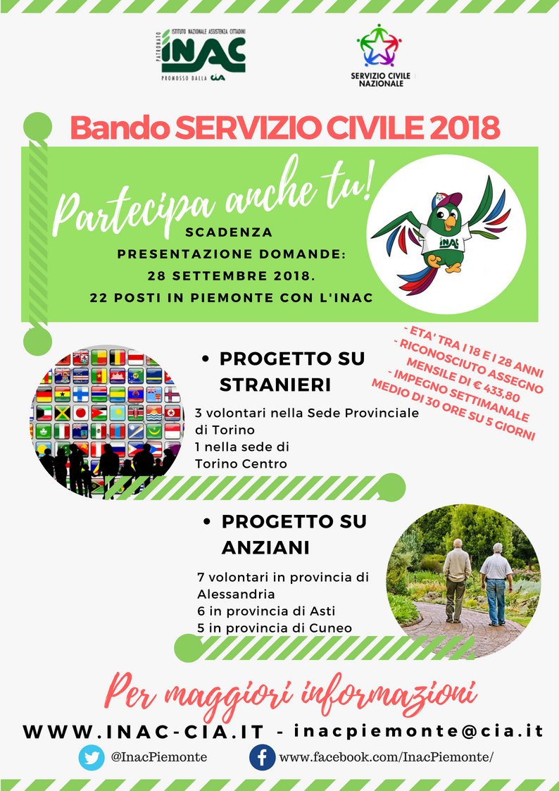 Visita il sito inac-cia.it per avere maggiori informazioni sul #serviziocivile.