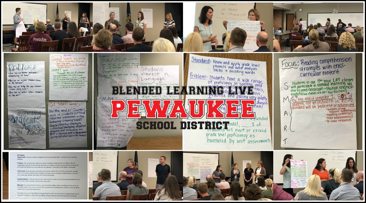 r2blend's tweet photo. Pewaukee teachers and staff show their learning in their #BlendedLearningLive workshop with @melindamlarson @pinkbikes1 @WK4KDZ @hstaker https://t.co/kgZJiEvt8W