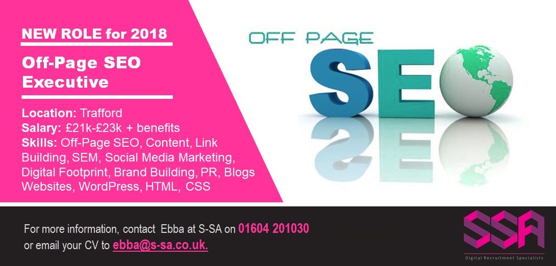 seoebba's tweet photo. BRAND NEW #JOB: #OffPage #SEO Executive in #Trafford - Can you create and deliver a variety of off-page content and working across an array of #digital #media – #Websites, #blogs, #articles? Click to apply: https://t.co/svTYyxv5SI #MarketingJobs #SEOEbba @ITRTG #Jobsearch https://t.co/7hBwfW52Fo