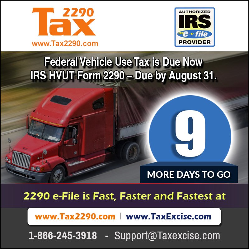 extensiontax's tweet image. No #validreason to #Dealy your #Heavy #Vehicle Use #Tax #HVUT #Form2290 Filing for #TaxYear 2018 - 2019, which is #Due by #August31st. ONLY #NINEDAYS REMAINING! Any #TaxReturn filed after the #Deadline will be considered #late and can attract Hefty #Penalties and #Interests