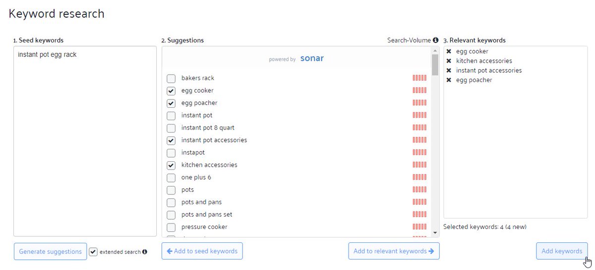 how to use sonar keyword search tool