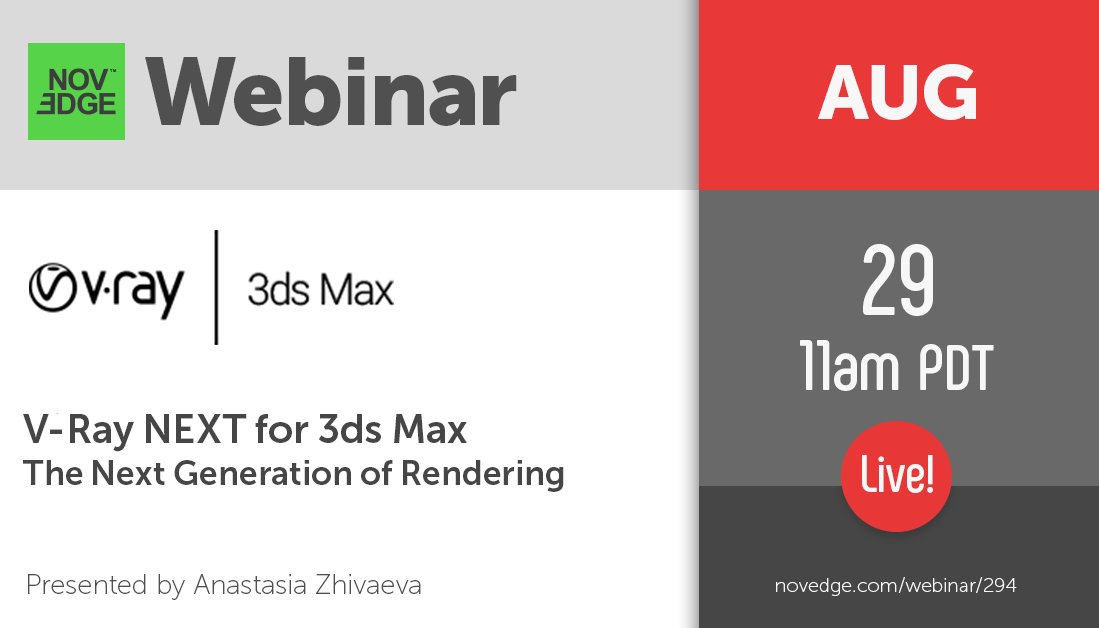 Enhance your renders with #VRay NEXT for #3dsMax  ow.ly/Dm9K30lwXhb Join our #NovedgeWebinar with @ChaosGroup   #vray #vrayrender #vrayworld #3dmaxvray #Vray3dsmax #vrayrenders #vrayfor3dsmax #vraymax #vraylovers #3dsmaxrender #3dsmax_vray