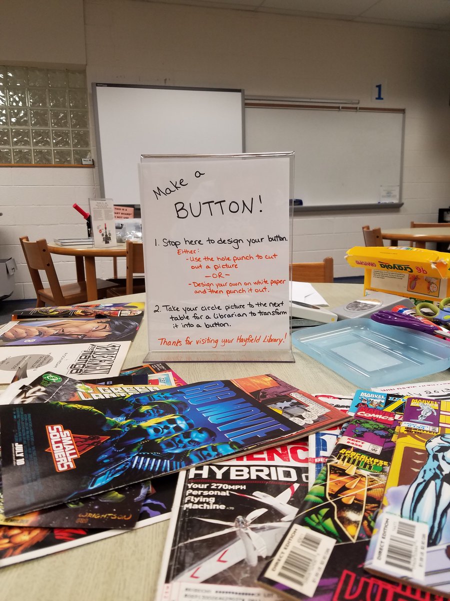 HayfieldLibrary's tweet photo. Your library is ready for #HawkFlight! Come by and see all we have going on. #HawkPride https://t.co/WsEMnJ94LA