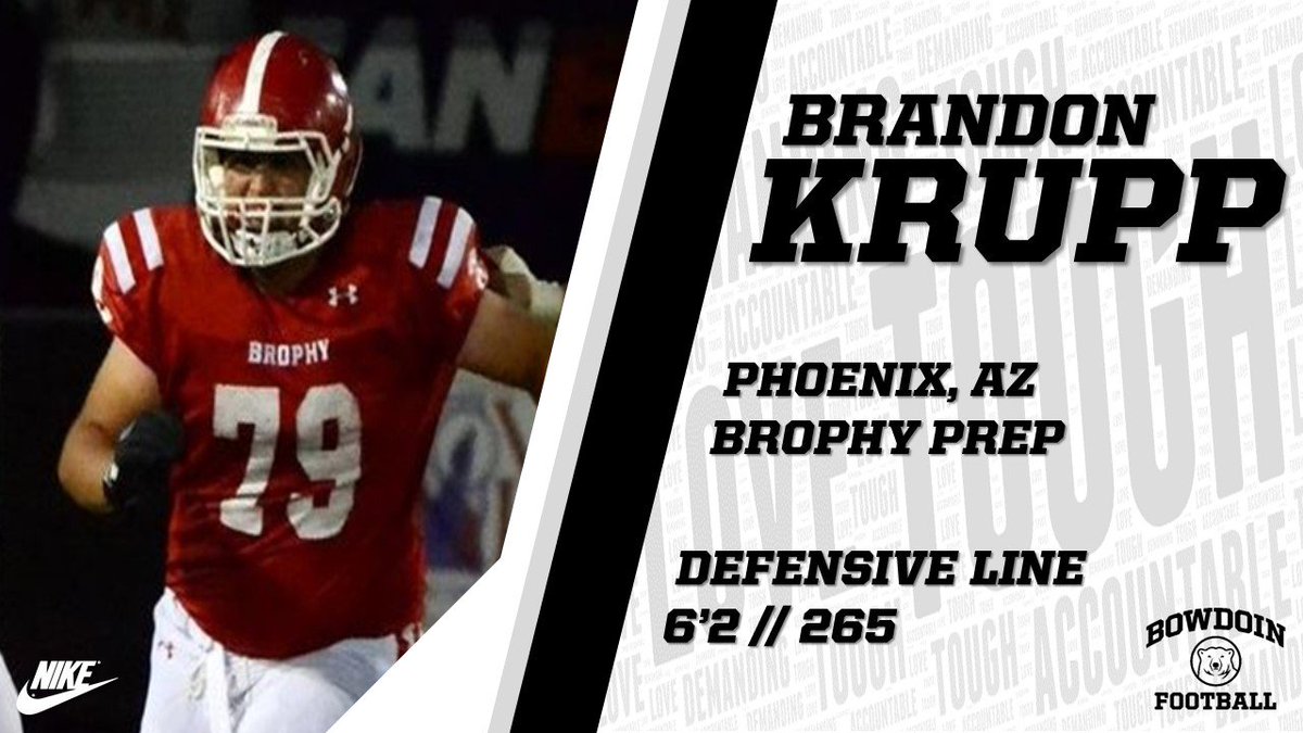 CoachJBWells's tweet photo. Its a TWO FOR THURSDAY! @BowdoinFB welcomes LB RUSS GORE from West Brunswick HS (NC) and DT BRANDON KRUPP from Brophy Prep (AZ)! @russgore52 @coachhick @WBHS_Trojans @brandonckrupp @BrophyNews @Brophy_football https://t.co/rDQBxmTFEI