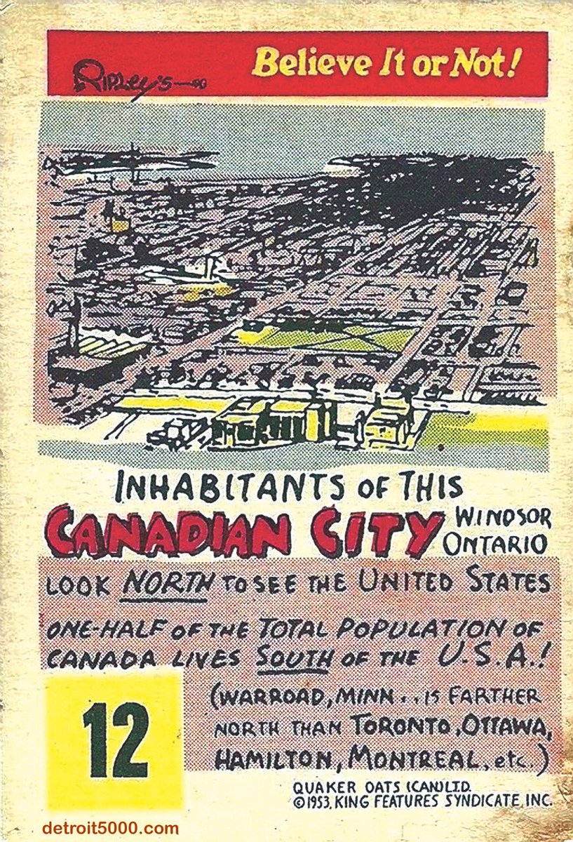 selaineweeks's tweet photo. @techtowndetroit Thank you Techtown! And thanks for recognizing our unique cross border geographical connection - a Ripley’s Believe it or Not in 1953! 
#Detroit #windsor #ripleys #USA #Canada #motorcities #history https://t.co/mHbpYgdkJy