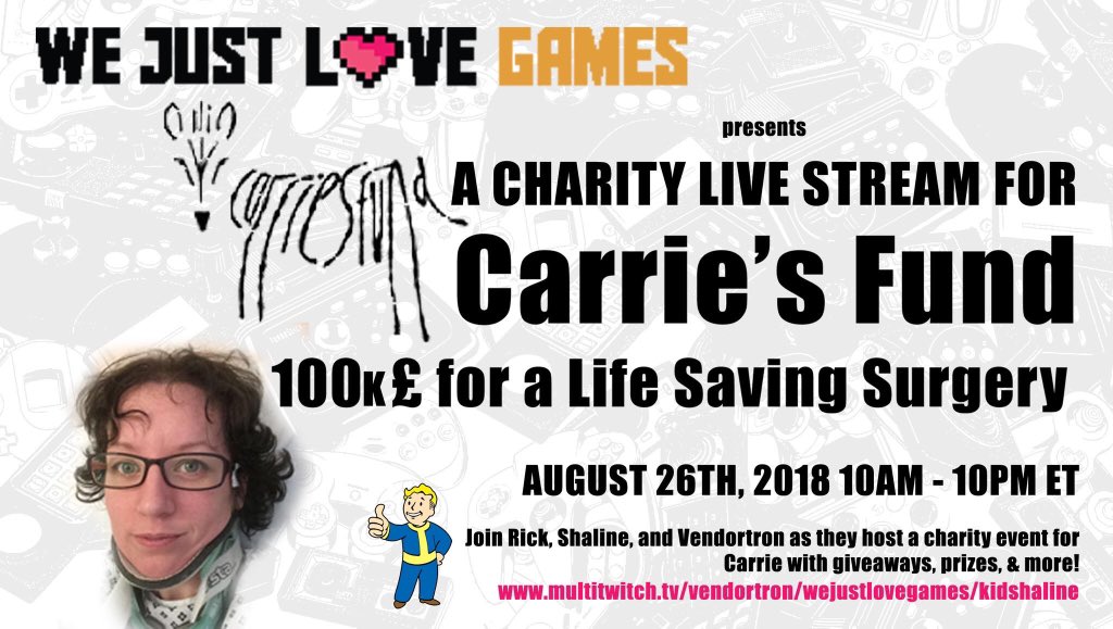 wejustlovegames's tweet photo. We are all really looking forward to our charity live stream marathon for @carriesfund https://t.co/cI8UJsEWlX