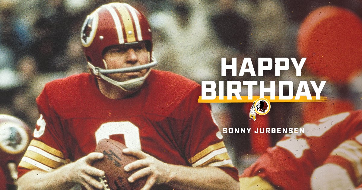Commanders's tweet image. Join us in wishing a happy birthday to #Redskins legend and Pro Football Hall of Fame QB Sonny Jurgensen! #HTTR