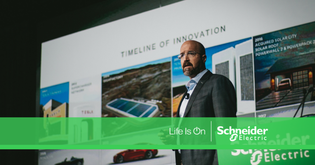 SESustainable's tweet photo. What’s the bold idea at Tesla? It’s to elevate humanity. And that happens by accelerating the world’s transition to #sustainable energy. Adam Fitting @Tesla shares his perspectives at our annual conference. #WhatsYourBoldIdea https://t.co/J9bh4jKAOD