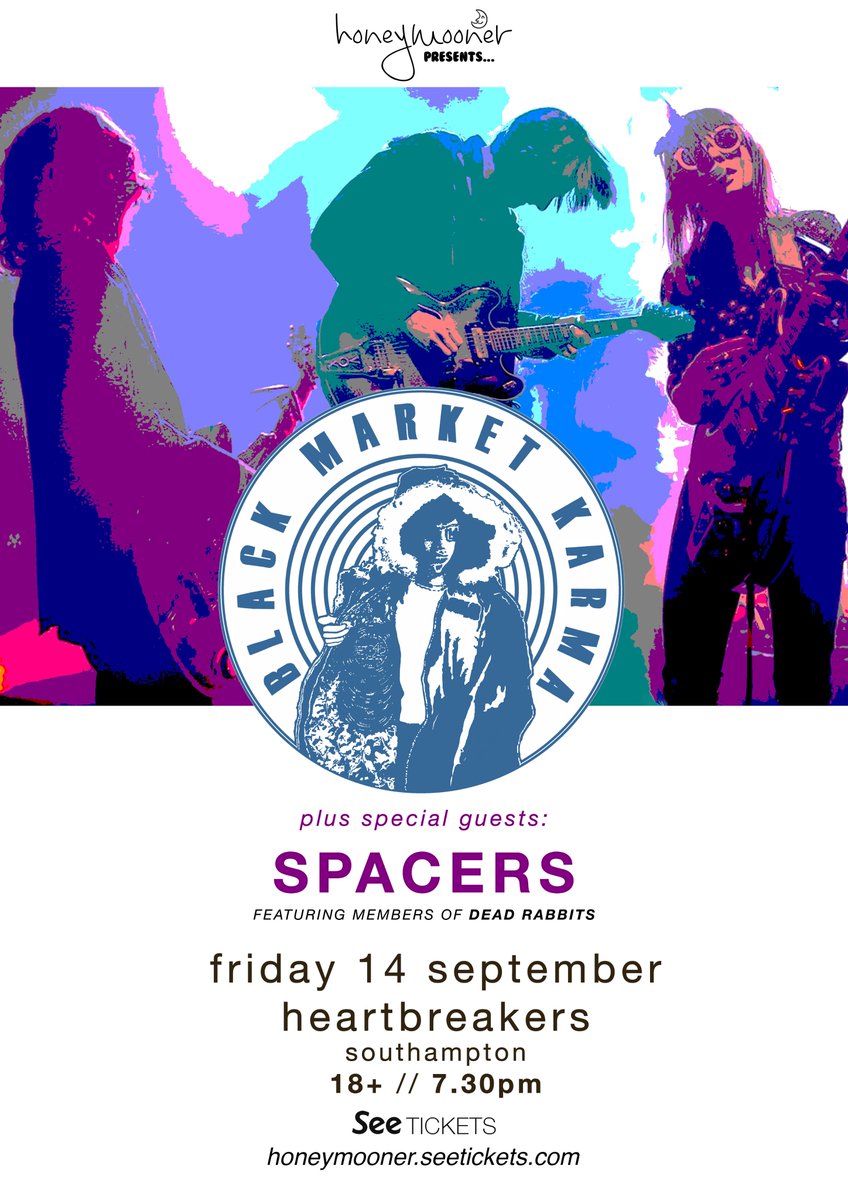 <a href="/blackmarketkarm/">Black Market Karma</a> are joined by special guests <a href="/SpacersBand/">Spacers</a>, featuring members of <a href="/DeadRabbitsuk/">DEAD RABBITS (UK)</a> on Friday 14 September at <a href="/heartbsoton/">HEARTBREAKERS</a>! 🎉 - Tickets: seetickets.com/event/black-ma…