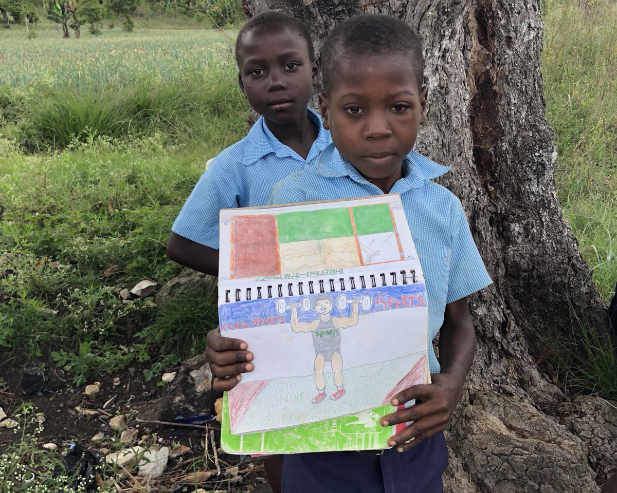 elevatingcm's tweet photo. This young boy is quite the artist! Did you know that he wears the same uniform every day of the school year? Will you help support 500 Haitian children with new uniforms for back to school? Support the campaign! https://t.co/FE5O9e8HZ5 https://t.co/1u1JB4MdlE