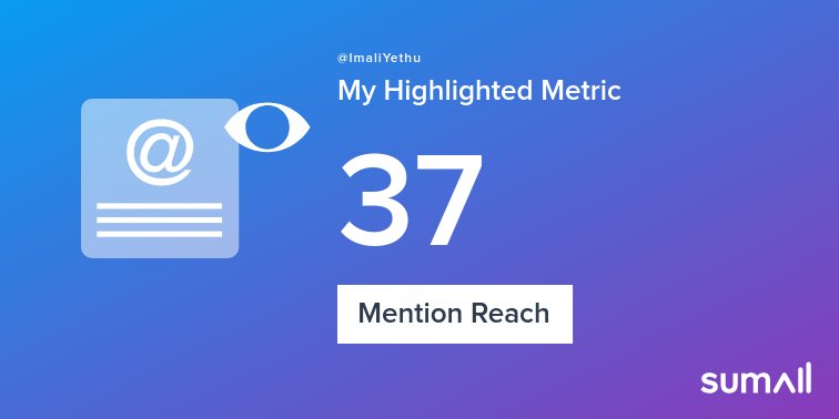 My week on Twitter 🎉: 1 Mention, 37 Mention Reach, 1 New Follower. See yours with sumall.com/performancetwe…