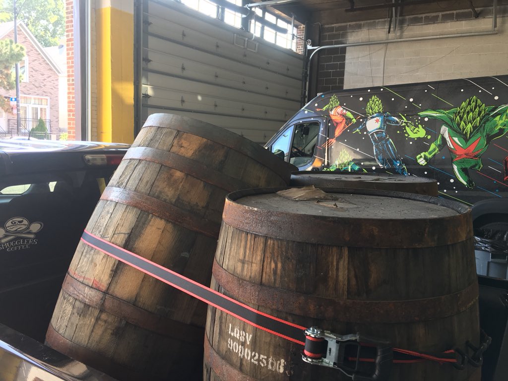 SmugglersCoffee's tweet photo. Got some barrels lined up for a new project from @RevBrewChicago ! This is going to be killer #barrelaged #coffee #revolutionbrewing #jamesonwhiskey #dethstar #vsod #stout #whiskey #bourbon #coldbrew #coffeebeans https://t.co/bAXkPJDTEl