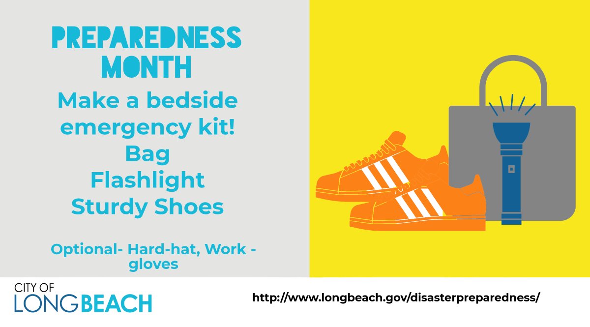 LBDisasterPrep's tweet photo. You might be sleeping ๐ดwhen the next #earthquake hits. Avoid injuries like broken glass or from stumbling around in the dark by creating a a bedside kit ๐๐ฆ๐, in addition to your family emergency kit. #PreparedLB https://t.co/JYwHjpa9KP