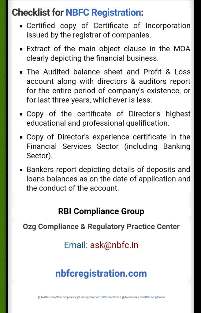 OzgLawMumbai's tweet photo. #Checklist for #NBFCregistration? 

#OzgLaw #NBFClicense #NBFCchecklist #NBFCinterview #Ekyc #DirectorQualification #MicrofinanceRegistration #registerNBFC #Mfi #Ozg #P2Plending #OzgLawyers #NBFCforSale #CrowdLending #RBIcompliance #GoldloanNBFC

 @ https://t.co/IxVY3V0tKg https://t.co/X7lAI1dN8X
