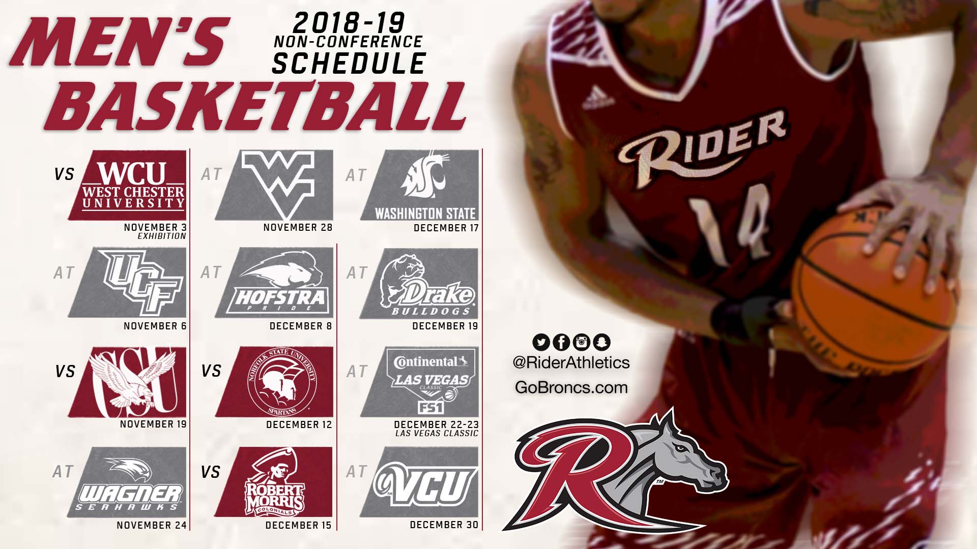 Rider Basketball on Twitter: "IT'S HERE! The 2018-19 non-conference