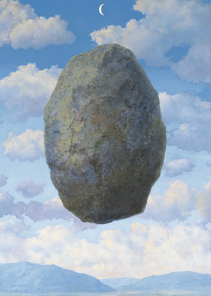 SFMOMA on Twitter: "Magritte approached paintings as philosophical problems  capable of illuminating the world around us. Why is a dreamlike floating  rock less believable than the floating rock above it that we